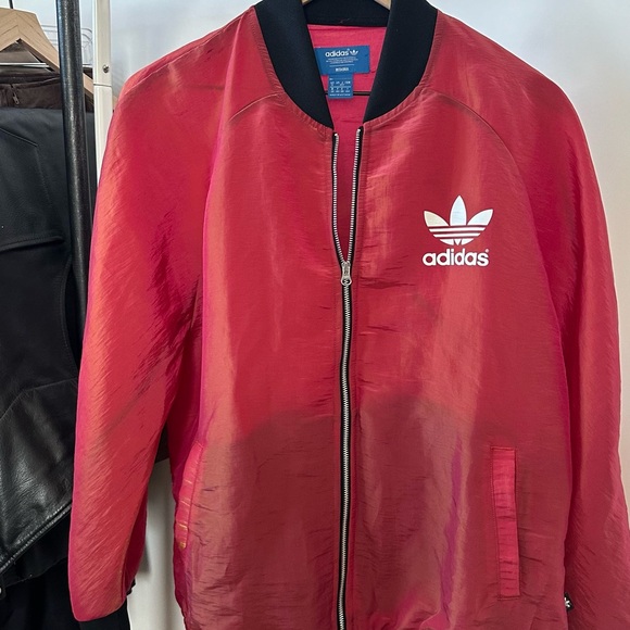 RARE FIND! ADIDAS X RITA ORA Shape Shifter Red Windbreaker Jacket Holographic/ M - Picture 5 of 11